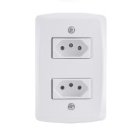 Kit 4x2 com 2 Tomadas 2P+T 10A 250V Tramontina Lux2 Branco