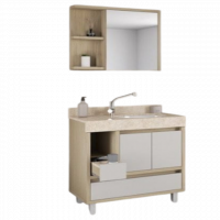 Conjunto de Banheiro Onix 80cm Pinho/Fendi Gaam