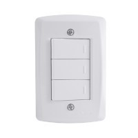 Kit 4x2 com 3 Interruptores Simples 10A 250V Tramontina Lux2 Branco