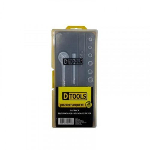 Jogo de Soquete 1/4" 25 Peças Dtools