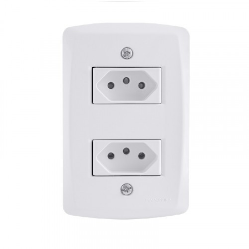 Kit 4x2 com 2 Tomadas 2P+T 10A 250V Tramontina Lux2 Branco