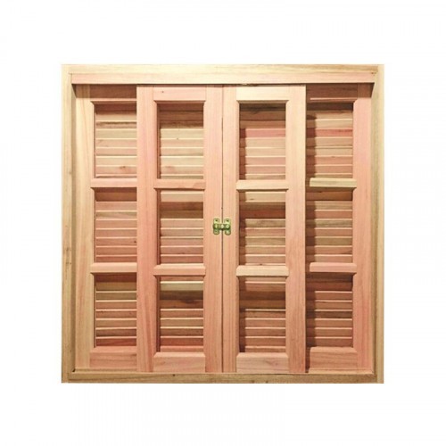 Janela de Madeira Eucalipto Veneziana Vidro Quadriculado 100x100cm Sertanense