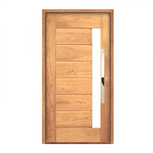﻿Porta de Madeira Angelim Externa Pivotante Com Visor 108x213cm Kit Montada