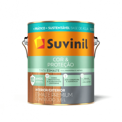Esmalte Cor & Proteção Brilhante Base Água 3,6L Cores - Suvinil