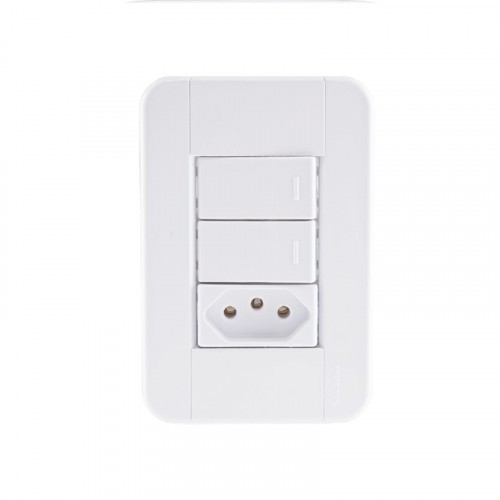 Interruptor com 2 Teclas Simples + 1 Tomada 2P+T 4x2 Tramontina Tablet