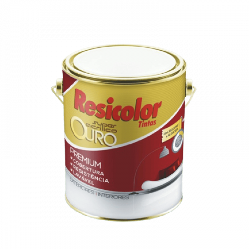 Tinta Acrílico Premium Ouro Acetinado Branco Resicolor 3,6L