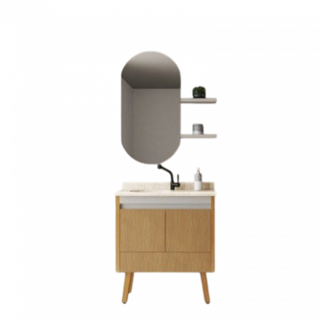 Conjunto de Banheiro Leni 80cm Fendi/Travertino Gaam