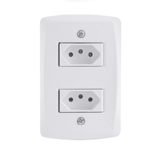 Kit 4x2 com 2 Tomadas 2P+T 10A 250V Tramontina Lux2 Branco
