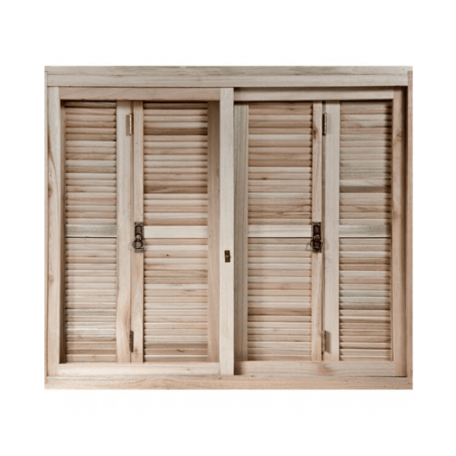 Janela de Madeira Mista C/ Caixilho de correr Pantográfica 120x100cm Esquadrias Variani