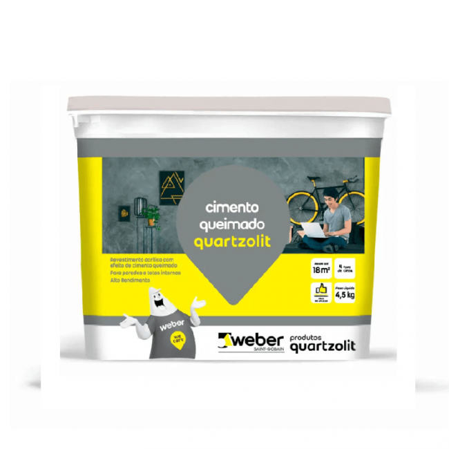 Revestimento Acrílico Semi-Brilho Cimento Queimado Cinza 4,5kg Quartzolit