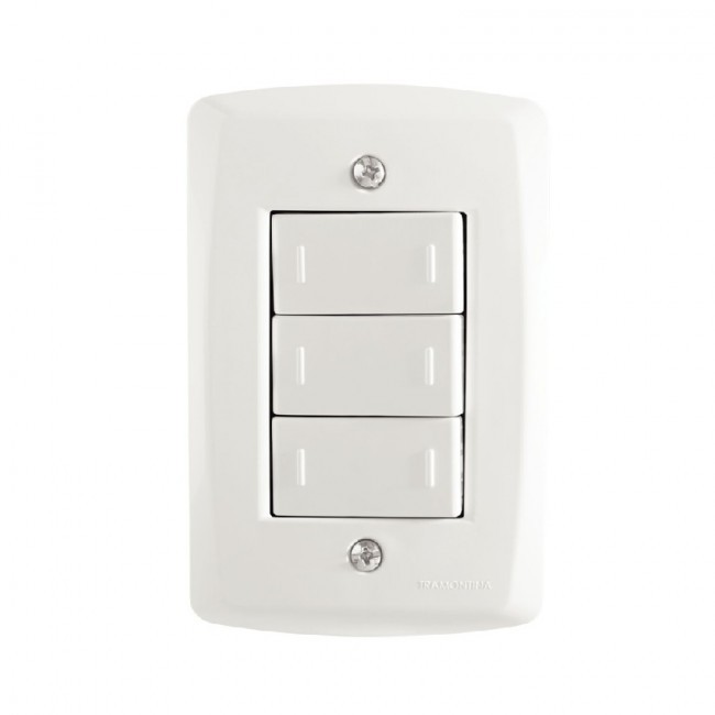 Kit 4x2 com 3 Interruptores Paralelos 10A 250V Tramontina Lux2 Branco