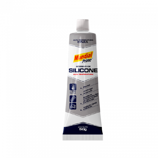 Adesivo de Silicone Acético Alta Temperatura 50g Cinza Mundial