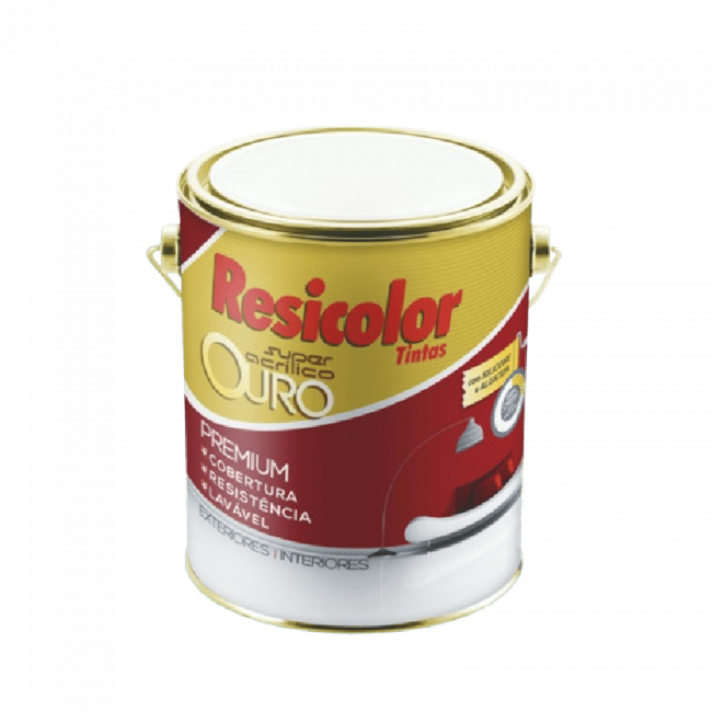 Tinta Acrílico Premium Ouro Acetinado Branco Resicolor 3,6L