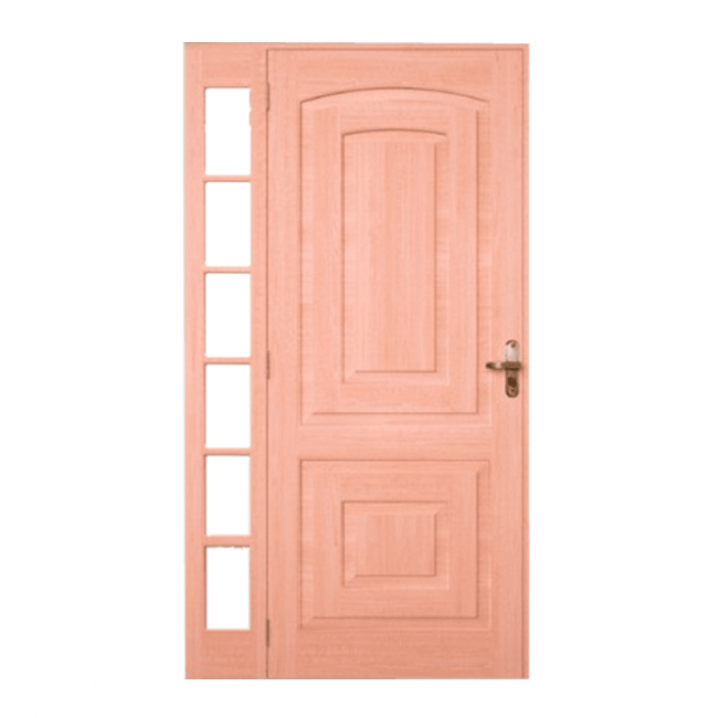 Porta de Madeira Vitrô Eucalipto Premium Externa 85x210cm Kit Montada