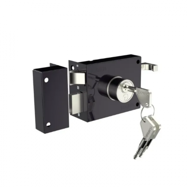 Fechadura Sobrepor portão Preta Soprano