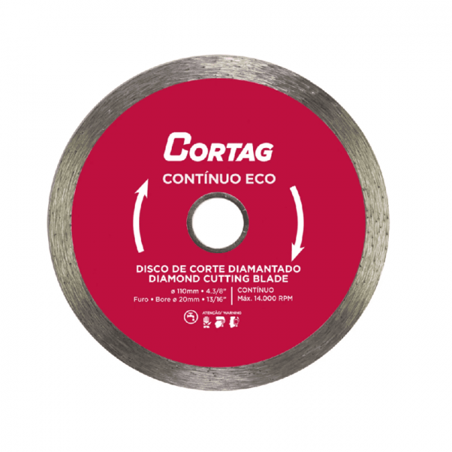 Disco de Corte Diamantado 110mm Contínuo ECO Cortag