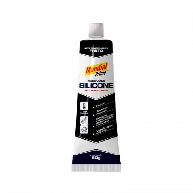 Adesivo de Silicone Acético Alta Temperatura 50g Preto Mundial