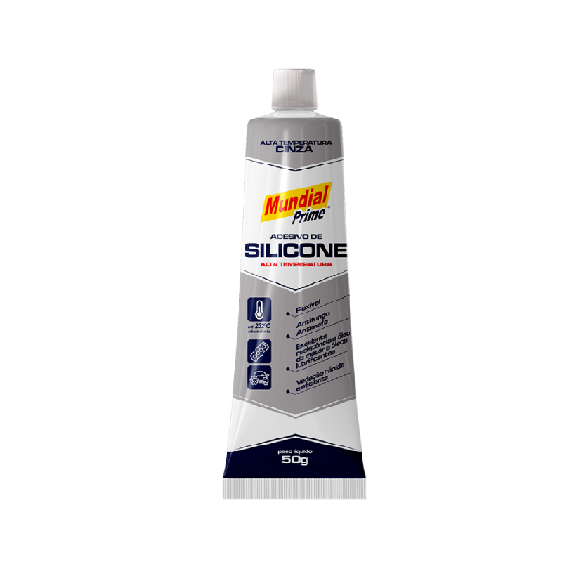 Adesivo de Silicone Acético Alta Temperatura 50g Cinza Mundial